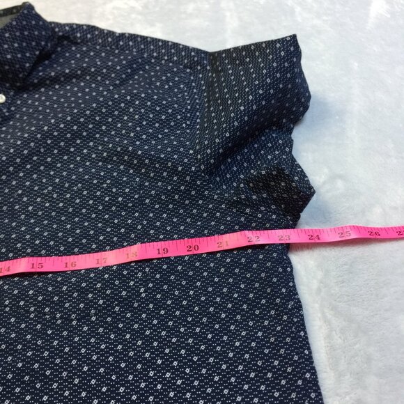 J Crew Shirt Mens Size L Navy Blue White Geo Button Down Short Sleeve Cotton - Picture 7 of 13